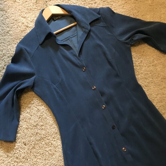 Vintage 90s Garage Soft Faux Suede Long Button Down Dress - Picture 10 of 16